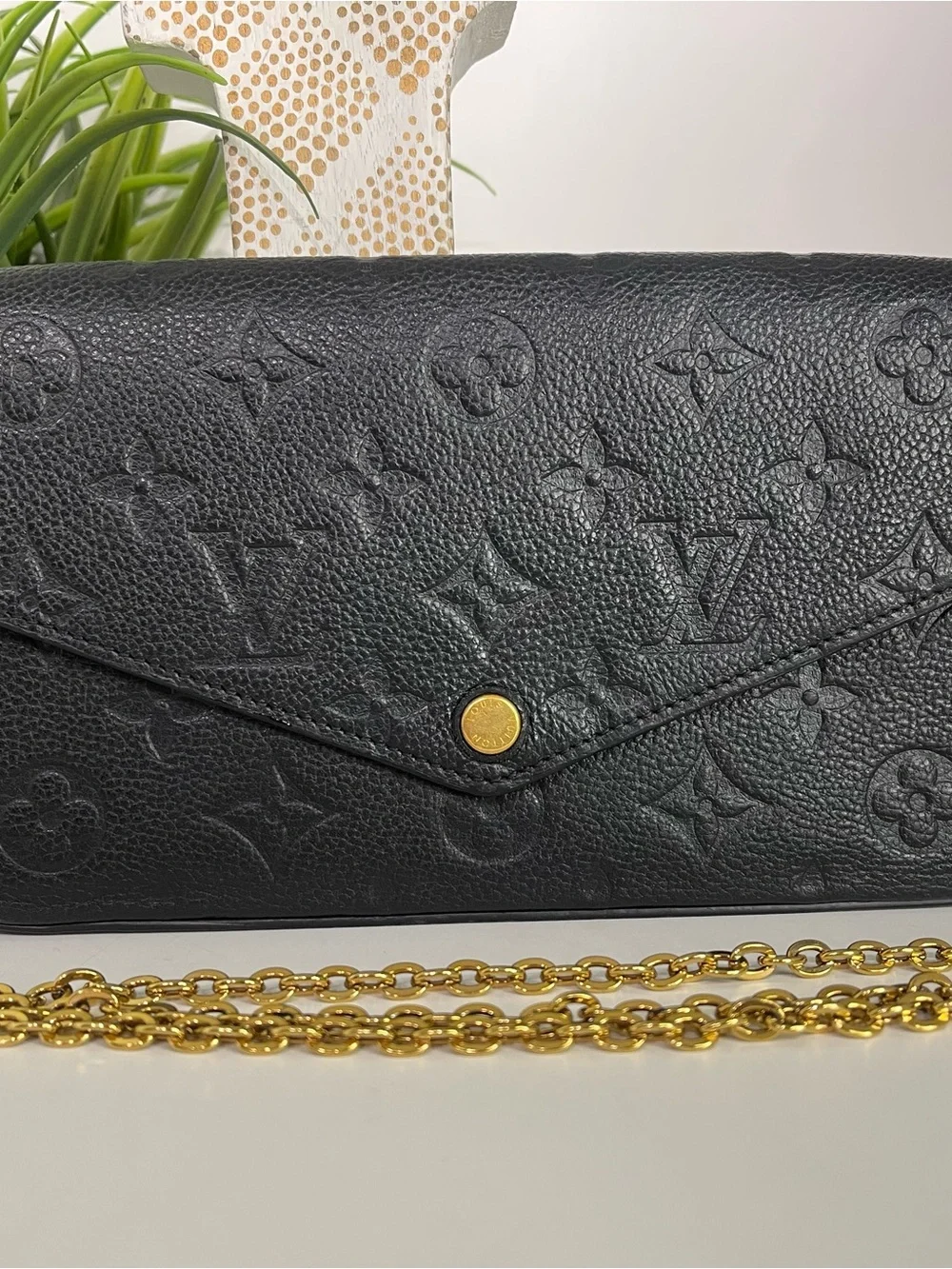 Louis Vuitton Black Empriente Monogram Felicie Pouchette w/ Gold Chain